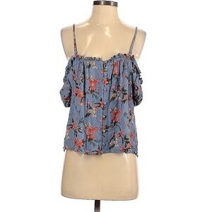 American Eagle Outfitters Floral Button up Cold Shoulder Blouse l SIZE S
